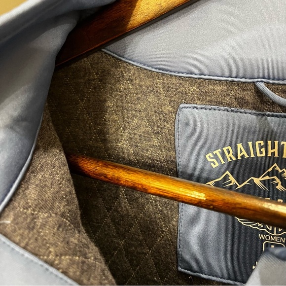 Straight Down Women's Gray Blue Quilted Mock Neck Pullover Gold Athleisure Sz Lg - Picture 5 of 11